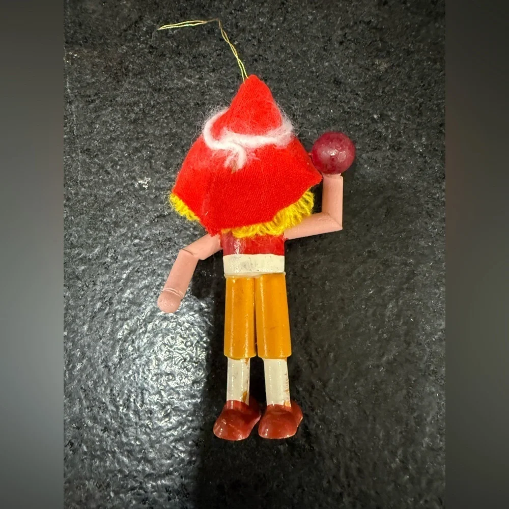 3 Vintage Wooden Doll Holiday Christmas Ornaments Made‎ in Taiwan